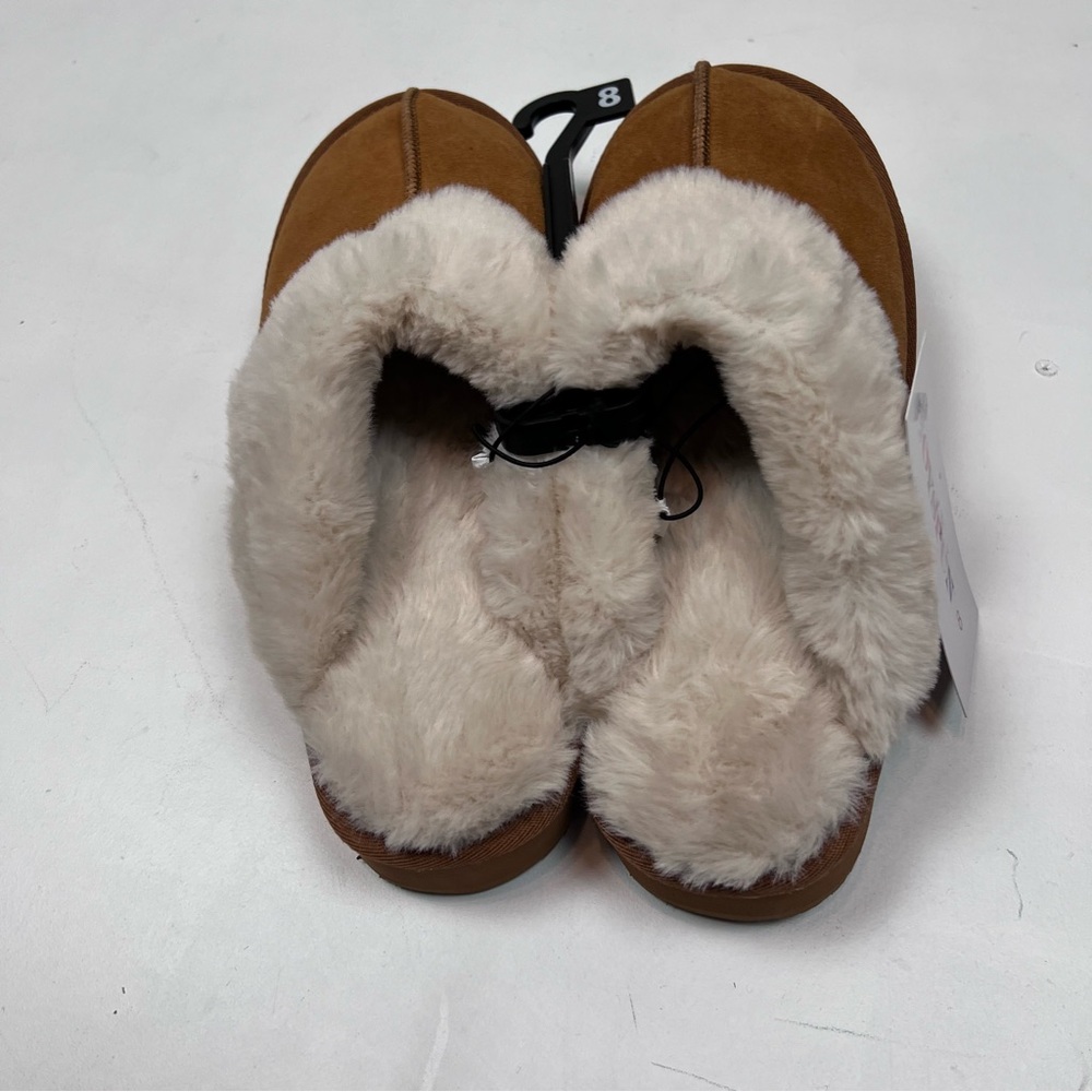 NWT Joyspun Women's Faux Suede Platform Clog Slippers Sz 8 - Picture 7 of 16